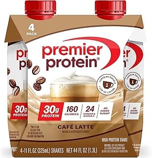 Premier Protein Shake, Café Latte with Caffeine for Energy – 30g Protein, No Added Sugar, 24 Vitamins & Minerals to Suppor...