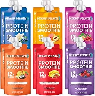 Sponsored Ad - Designer Wellness Protein Smoothie, Mixed Variety Pack, 12g Whey Protein, Real Fruit Smoothie Snack, No Add...