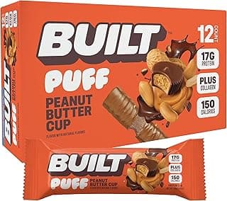 Sponsored Ad - BUILT Bar Puff Protein Bars - Peanut Butter Cup - 17g Protein Snack Bars with Collagen - Calorie Conscious...