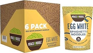Miracle Noodle Egg White Spaghetti Pasta, 3.5 Oz (Pack of 6), Ready to Eat Egg White Noodles, 10g Protein, 45 Calories, 1g...