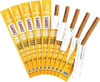 Chomps Original Turkey Jerky Meat Snack Sticks 10-Pack - Keto, Paleo, Low Carb, Whole30 Approved, 12g Lean Meat Protein, G...