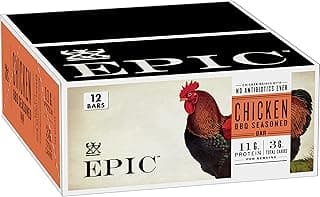 EPIC BBQ Chicken Protein Bar, Keto Consumer Friendly, 12 ct, 1.3oz bars