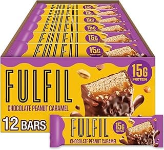 FULFIL Protein Snack Bars, Chocolate Peanut Caramel Flavored, Gluten Free with 15g Protein, Pantry Staples, 12 Count