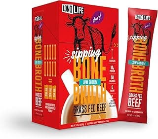 LonoLife Low Sodium Beef Bone Broth Powder Mix | Grass-Fed, 10g Protein | Collagen-Rich, Keto & Paleo Friendly | Natural I...