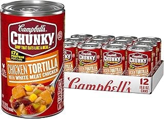 Campbell's Chunky Soup, Chicken Tortilla Soup with Grilled White Meat Chicken, 18.6 Oz Can (Case of 12)