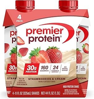 Premier Protein Shake, Strawberries & Cream, 30g Protein, No Added Sugar, 24 Vitamins & Minerals to Support Immune Health,...