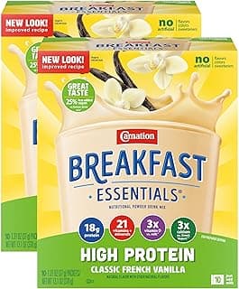 Carnation Breakfast Essentials High Protein Nutritional Powder Drink Mix Packets Vanilla, 13.1 Ounce (Pack of 2)