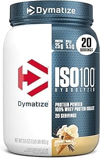 Dymatize ISO100 Whey Protein Powder Isolate, Gourmet Vanilla, 25g of Protein, 5.5g BCAAs, Less Than 120 Cal., Gluten Free,...