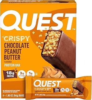 Quest Nutrition Crispy Chocolate Peanut Butter Hero Protein Bar, 18g Protein, 1g Sugar, 3g Net Carb, Gluten Free Protein S...