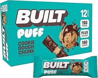 Sponsored Ad - BUILT Bar Puff Protein Bars - Cookie Dough - 15g Protein Snack Bars with Collagen - Calorie Conscious, No G...