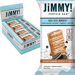 Sponsored Ad - JiMMYBAR! - Sea Salt Caramel Cookies N' Cream - 19g High Protein Bars - 7g Sugar - 12 Count - 58g Health Ba...