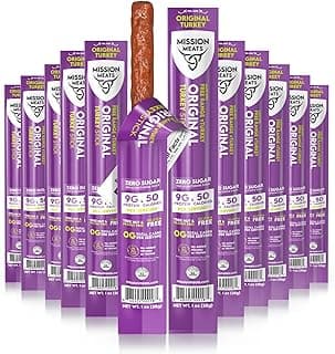 Sponsored Ad - Mission Meats Turkey Sticks, 100% Free Range Turkey Jerky, Zero Sugar, Delicious Healthy Snacks, 9g Protei...