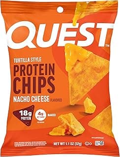 Quest Nutrition Nacho Cheese Tortilla Style Protein Chips, 18g Protein, 4g Net Carb, Low Carb, Gluten Free, 1.1 oz (Pack o...