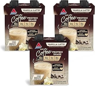 Atkins Iced Coffee Vanilla Latte Protein Shake, Coffee and Vanilla Flavored, 15g Protein, 4g Net Carbs, 1g Sugar, Low Car...