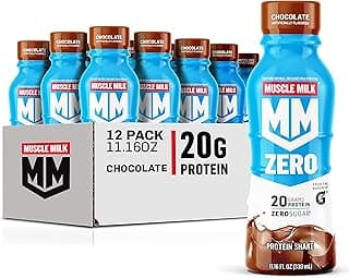 Muscle Milk Zero Protein Shake, Chocolate,20g Protein, Zero Sugar, 100 Calories, Calcium, Vitamins A, C & D, 4g Fiber, Ene...