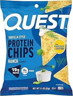 Quest Nutrition Ranch Tortilla Style Protein Chips, 19g Protein, 4g Net Carb, High Protein, Low Carb, Gluten Free, 1.1 Oun...