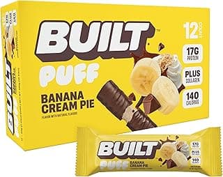 BUILT Bar Puff Protein Bars - Banana Cream Pie - 17g Protein Snack Bars with Collagen - Calorie Conscious & Gluten Free - ...