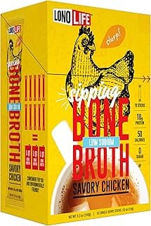 LonoLife Low Sodium Chicken Bone Broth Powder Mix | 10g Protein | Collagen-Rich, Keto & Paleo Friendly | Natural Ingredien...
