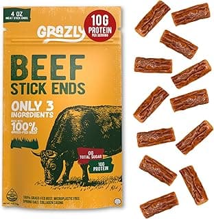 Sponsored Ad - Grazly Plain Beef Stick Ends – Made With Only Grass-Fed Beef, Spring Salt & Collagen Casing – Bite-Sized Hi...