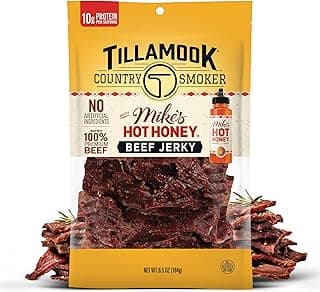 Tillamook Country Smoker Premium Beef Jerky, Mike's Hot Honey, 6.5 Ounce, Real Hardwood Smoked Beef, Low Carb, High Protei...