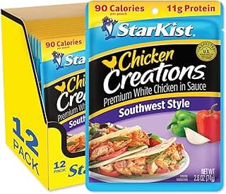 StarKist Chicken Creations Southwest Style Pouch (2.6 oz - 12 Pack) Fully Cooked High Protein White Meat, Soy Free, No Dra...
