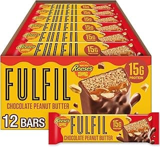 FULFIL Chocolate Peanut Butter Flavored Protein Bar Made with REESE's Peanut Butter, Gluten Free with 15g Protein, Pantry ...