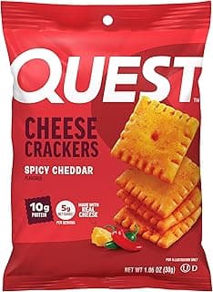 Quest Nutrition Cheese Crackers, Spicy Cheddar Blast, 10g of Protein, Low Carb, Made with Real Cheese, 12 Count (1.06 oz B...