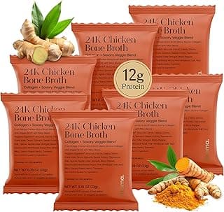 Kroma’s 24K Chicken Bone Broth Powder - 7 Pack, 7 Servings – Organic Protein-Rich Bone Stock – Instant Packaged Broths for...