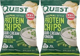 Quest sour cream and onion protein chips listed by 180cal as protein chips under 180 calories