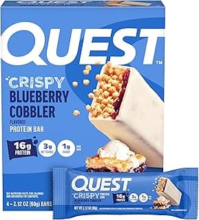 Quest Nutrition Crispy Blueberry Cobbler Hero Protein Bar, 16g Protein, 1g Sugar, 3g Net Carb, Gluten Free Protein Snack, ...