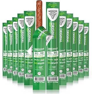 Sponsored Ad - Mission Meats Beef Sticks – 100% Grass Fed Beef, Zero Sugar, Healthy Snacks, Individually Wrapped, Gluten F...