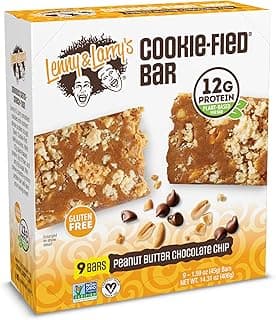 Lenny & Larry's Cookie-fied Protein Bar – Peanut Butter Chocolate Chip Vegan 9x45g – Healthy Snacks with 12g Plant Protein...