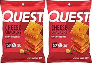 Quest Nutrition Cheese Crackers,Spicy Cheddar Blast,10g of Protein,Low Carb,Made with Real Cheese,(1.06 oz Bags),(Pack of 24)