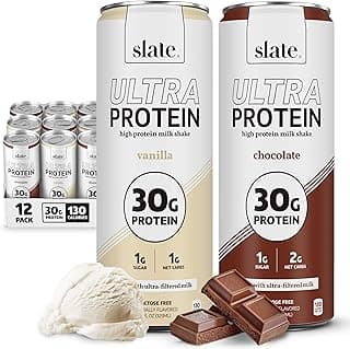Slate Milk - Ultra Protein Shake - Best Sellers Pack - Chocolate, Vanilla - 30g Protein, 1g Sugar, 130 Calories, 2g Net Ca...