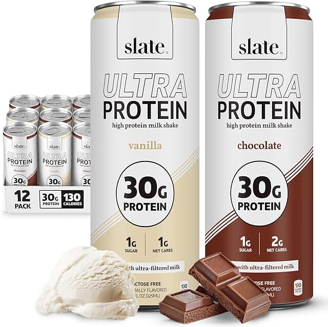 Slate ultra protein shakes listed by 180cal as low sugar high protein snacks under 180 calories