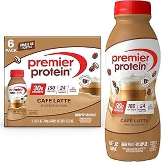 Premier Protein Shake, Café Latte with Caffeine for Energy – 30g Protein, No Added Sugar, 24 Vitamins & Minerals to Suppor...