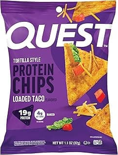 Quest Nutrition Loaded Taco Tortilla Style Protein Chips, 19g Protein, 4g Net Carb, Low Carb, Gluten Free, 1.1 oz (Pack of...