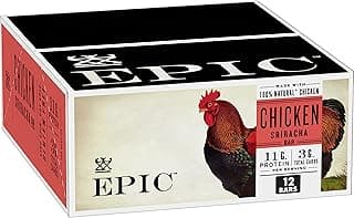 Sponsored Ad - EPIC Bars, Chicken Sriracha, Keto and Paleo Friendly, Whole30 Approved, Gluten Free, 12 Count, 15.6 oz