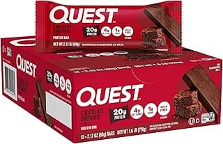 Quest Nutrition Chocolate Brownie Protein Bar, 20g Protein, 1g Sugar, 4g Net Carb, High Fiber, Gluten Free, Gluten Free, 1...