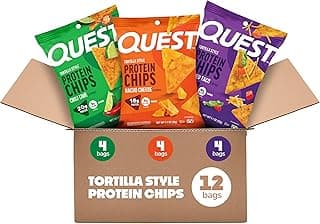 Quest Nutrition Tortilla Style Protein Chips Variety Pack, Chili Lime, Nacho Cheese, Loaded Taco, Low Carb, High Protein, ...