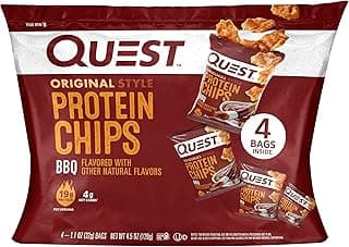 Quest Nutrition BBQ Protein Chips, 19g Protein, 4g Net Carb, Low Carb, Gluten Free, 1.1 oz, 4 count