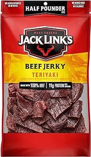 Jack Link's Beef Jerky, Teriyaki, Half Pounder Large Jerky Bag - Flavorful Meat Snack, Ready to Eat Protein Snacks with 11...