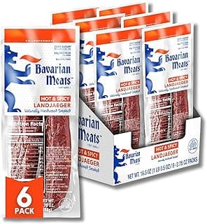 Bavarian Meats Hot & Spicy Landjaeger German Style Smoked Sausage Snack Sticks, 2.75 Ounce (Pack of 6)