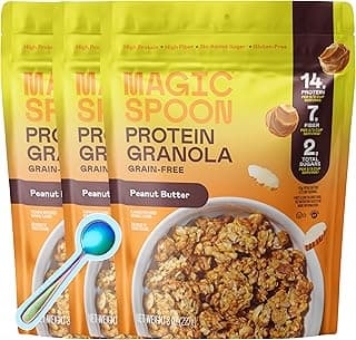 Magic Spoon High Protein Granola Low Sugar - 3 Pack, Peanut Butter - Low Carb Sugar Free Protein Snacks & Breakfast Food -...