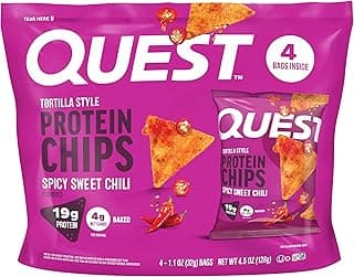 Quest Nutrition Spicy Sweet Chili Tortilla Chip, 19g Protein, 4g Net Carb, Low Carb, Gluten Free, 1.1 oz 4 count