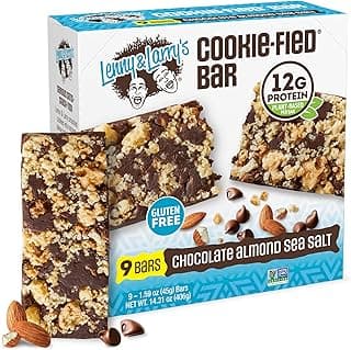 Lenny & Larry's Cookie-fied Protein Bar – Chocolate Almond Sea Salt Vegan Protein Bars 9x45g – Healthy Snacks with 12g Pla...