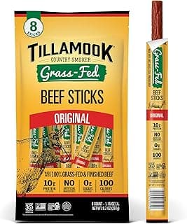 Sponsored Ad - Tillamook Country Smoker 100% Grass Fed Beef Sticks, Zero Sugar, Original, 1.15 Ounce (Pack of 8) Whole 30 ...