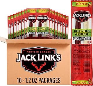 Jack Link's Jalapeno Beef Jerky Sticks and Cheese Sticks Combo - (16 Pack) 1.2 oz Snack Packs - Ready to Eat Protein Snack...