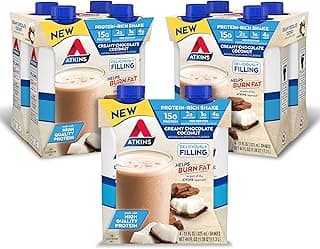 Atkins Creamy Chocolate Coconut Protein Shake, 15g Protein, 2g Net Carbs, 1g Sugar, Keto Friendly, 12 Count