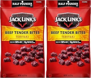 Jack Link's Beef Tender Bites, Teriyaki, Half Pounder Bag - Flavorful Meat Protein Snacks for Lunches, 10g of Protein and ...